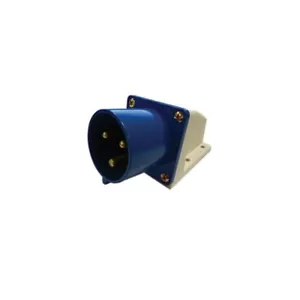 MAINS INLET 230 V BLUE 32 A 3 CONTACT HIGH CURRENT WALL MOUNT ANGLED COMMANDO - Picture 1 of 2