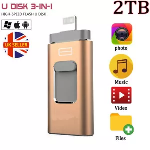 2TB USB 3.0 Flash Drive Memory Photo Stick for iPhone Android iPad Type C 4 IN1 - Picture 1 of 6