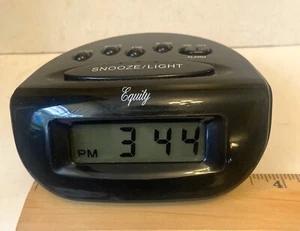 Equity 31003 LCD Snooze Mini Alarm Clock Black One AA Battery Operated 3.5" W - Picture 1 of 5