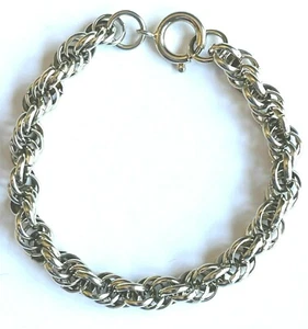 HERMOSA PULSERA MULTI ESLABONES CUERDA ENROLLABLE TONO DORADO 7 1/2 PULGADAS DE LARGO - Imagen 1 de 6