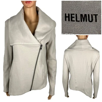 HELMUT Helmut Lang Womens Small Putty Beige Villous Jersey Jacket Asymmetric - Image 1 of 4