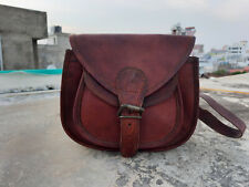  Women Vintage Genuine Dark Brown Leather Crossbody Shoulder Bag Handmade Purse