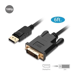 Cable de enlace único SIIG CB-DP1V12-S1 6 pies DisplayPort DP a DVI-D negro - Imagen 1 de 7