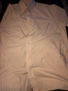 Pringle Shirt Mens Medium Orange Striped Button Up. VGC. A3 - Picture 1 of 4