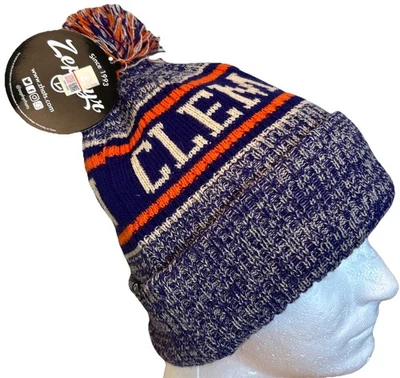 NUEVO Clemson Tigers NCAA ACC Gorro Invierno Pom Tejido Esquí Sombrero Zephyr Púrpura Nuevo con Etiquetas Foto 1 de 4
