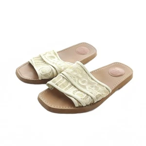 Chloe Sandalen flach eckige Zehenpartie Logo Spitze braun Gy19/Mq Oh Damen - Bild 1 von 7