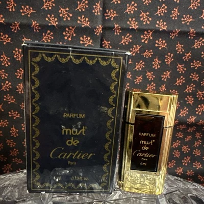 DE COLECCIÓN 1981 ~ VERSIÓN ORIGINAL MUY RARA ~ PERFUME MUST DE CARTIER PARIS 4 ML ~ NUEVO EN CAJA Foto 1 de 4
