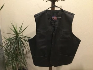 motorcyle vest leather USA 5xl - Picture 1 of 5