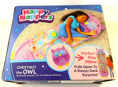 Happy Napper Perfect Play 枕头 栗子 猫头鹰 紫色 20x54 英寸 睡袋  — 第 1/4 张图片