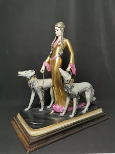 STATUETTA in porcellana Art Nouveau "Lady", Capodimonte, Italia H. 44 cm - Foto 1 di 15