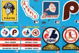 Adesivo Fleer MLB squadra di baseball 1987 logo, trofeo e doppio logo scegli dall'elenco - Foto 1 di 89