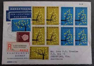 1962 Netherlands Registd Cover ties 11 stamps canc Gravenhage to Australia - Picture 1 of 2