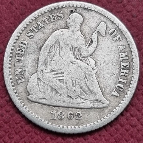 1862 Seated Liberty Half Dime 5c Better Grade VF #57793 Cover