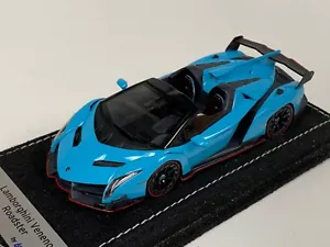 1/43 Looksmart Lamborghini Veneno Roadster Baby Blue Black Alcantara Base - Picture 1 of 5