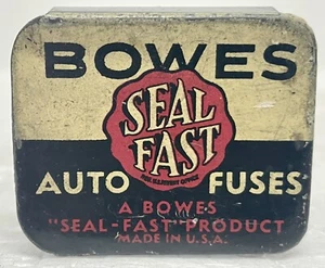 Vintage Bowes Seal Fast Automobile Fuses No. 3 AG 20 AMP Tin Advertising Tin - Picture 1 of 10