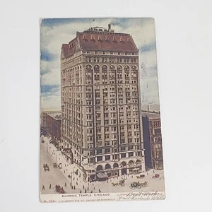 Freimaurertempel Chicago Vintage Postkarte 1906 mit Glitzer - Bild 1 von 7