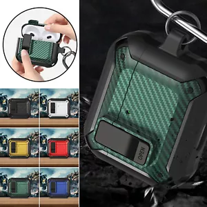 For Samsung Galaxy Buds 3/3 Pro Carbon Fiber Rugged Secure Lock Case+Keychain - Picture 1 of 19