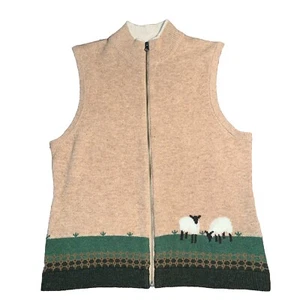 Woolrich Lambswool Full Zip Sheep Lamb Sweater Vest Women's Large Camel Tan - Bild 1 von 6