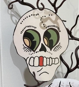 Pick Size Vintage Inspired Skull One Red Tooth Halloween Cardstock Decoration - Picture 1 of 4