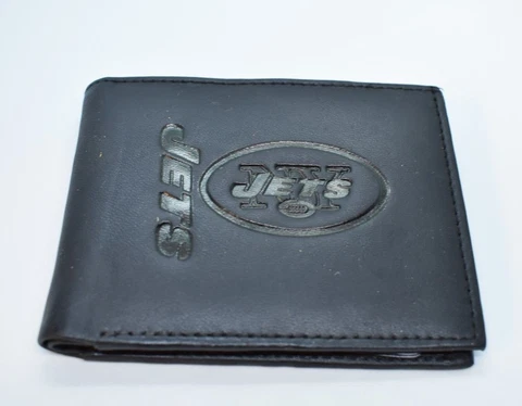 NFL New York Jets Genuine Black Leather Wallet Cover