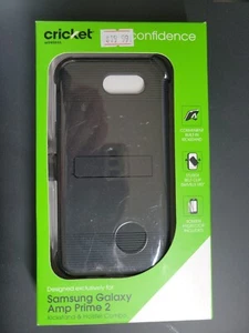 SAMSUNG GALAXY AMP PRIME 2 KICKSTAND HOLSTER CASE COMBO SCREEN PROTECTOR BLACK - Picture 1 of 7
