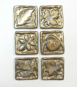 2" Keramik Blatt Fliesen, 6 Stück, Handarbeit Steinzeug Alt Gold Mosaik Handwerk Fliesen - Bild 1 von 7