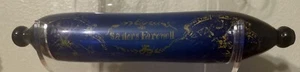 BRISTOL BLUE GLASS SAILORS FAREWELL LOVE TOKEN ROLLING PIN 19C 13.5” - Picture 1 of 7