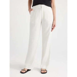 Free Assembly Women’s High-Rise Wide-Leg Pleated Pants, Size 4 White --Z3-- - Picture 1 of 4