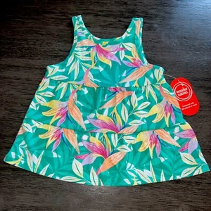Wonder Nation Girls Tropical Foliage Print Swing Tank Top Green Breeze NWT - Picture 1 of 3