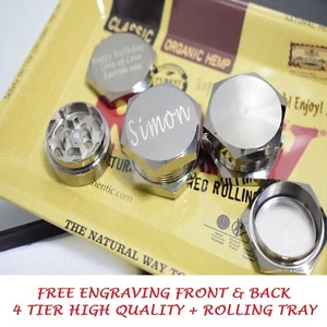 Engraved Herb Grinder Crusher Text Metal dad personalised nut bolt christmas - Picture 1 of 8