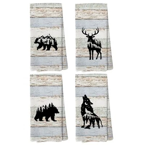Camping Hand Towels Set of 4 12x12 Inches Rustic Camper Decor Gifts - Picture 1 of 6