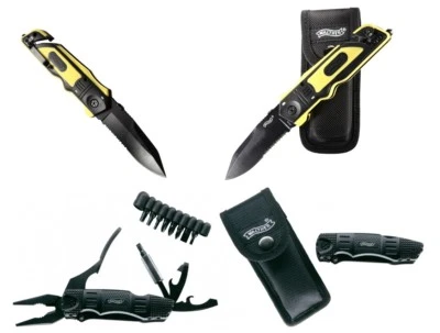 WALTHER 5.0718 MTK Messer Zange Bitset Etui + 5.0729 ERK fluoreszierend Holster