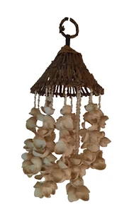 Vintage Sea Shell Hanging Wind Chime Hanger Boho Beach 14” Long - Picture 1 of 2