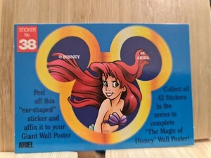 DISNEY EAR SHAPED STICKERS🏆1992 #38 ARIEL🏆FREE POST - Picture 1 of 1