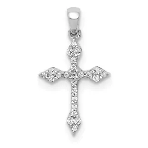 14k White Gold 1/15Ct Diamond Cross Pendant 0.52g, L-17mm, W-9mm Gift for Her - Picture 1 of 6
