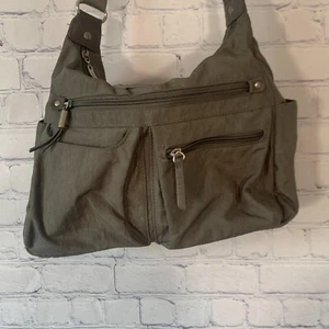 Baggallini Hobo Crossbody Cargo Handtasche Reißverschlüsse Tasche Grün - Bild 1 von 8
