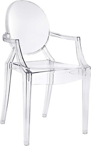 Modway Casper Modern Acrylic Stacking Kitchen and Dining Room Arm Chair in Clear