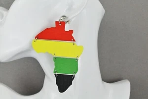 Clip On Pendientes Madera África Pendientes Mapa Colgante Grande Continente Africano Clips - Imagen 1 de 10