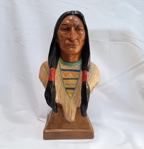 Ceramic Native American Indian Chief Bust Vintage 1968 Yozie Mold 16" tall - Picture 1 of 11
