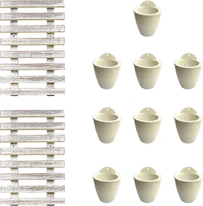 Bundle- 4" White Self Watering Plastic Pots X 10 Pack + White Wooden Hanging Pla - Picture 1 of 8