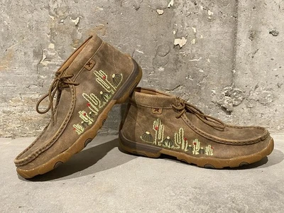 Twisted X Chukka Moccasin Embroidered Cactus Desert WDM0145 Shoes Womens 9.5M - Image 1 of 4