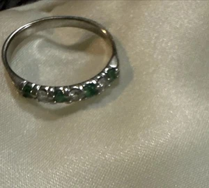Emerald And Diamond Anniversary Ring - Picture 1 of 7