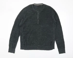 Banana Republic Men's Green Henley Jumper L Waffle Knit - Picture 1 of 12