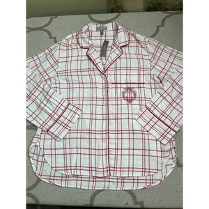 J. Crew Relaxed pajama top in plaid cotton flannel long sleeve shirt, size small - Picture 1 of 8