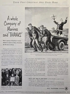 Empleados telefónicos voluntarios Svc Corea Marines Navidad vintage anuncio impreso 1952 - Imagen 1 de 4