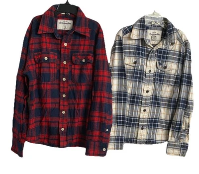 Abercrombie Kids Boys Small 7/8 Lot Of 2 Flannel Plaid Muscle Shirts EUC - Image 1 of 4