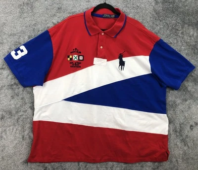 Polo Ralph Lauren Polo Shirt Mens 4XL Big Red Blue White Yacht Club Big Pony - Image 1 of 4