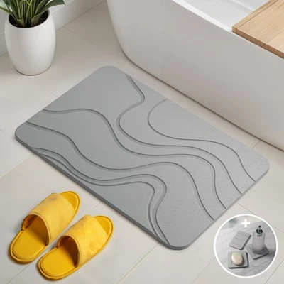 Björn&Schiller Badematte Stein Schnelltrocknend Kieselgurmatte 60x39 cm Grau - Bild 1 von 4