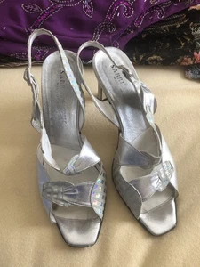 Silver leather Cocktail Heels By Sabrina Chic Italy - Picture 1 of 5