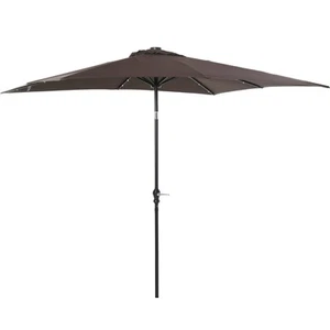9' x 7' Backyard Deck Parasol w/ Lights, Charging Battery, & 45° Tilt, Brown - Picture 1 of 11